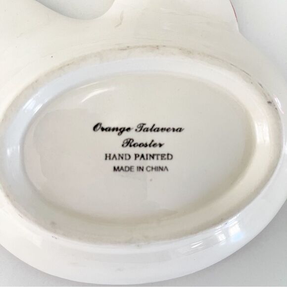 Hand Painted Orange Talevera Rooster plates - Picture 4 of 4